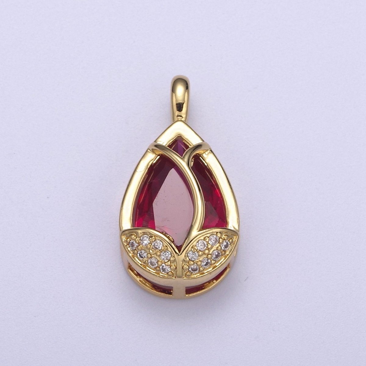 14k Gold Fill Lotus Petal Charm, Lotus Pendant Cubic Zirconia Dangle Charm H-118 H-119 H-123 - H-125