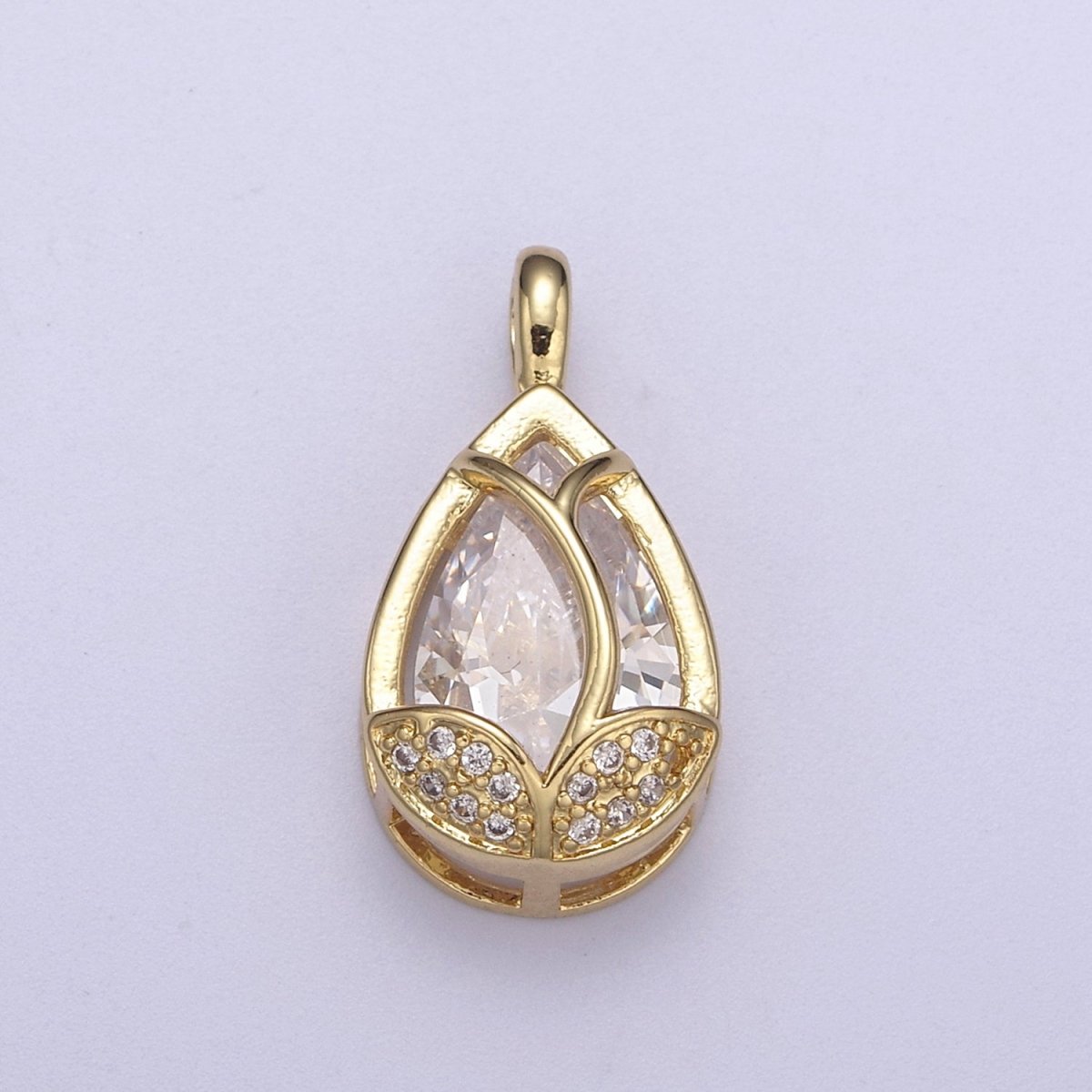 14k Gold Fill Lotus Petal Charm, Lotus Pendant Cubic Zirconia Dangle Charm H-118 H-119 H-123 - H-125