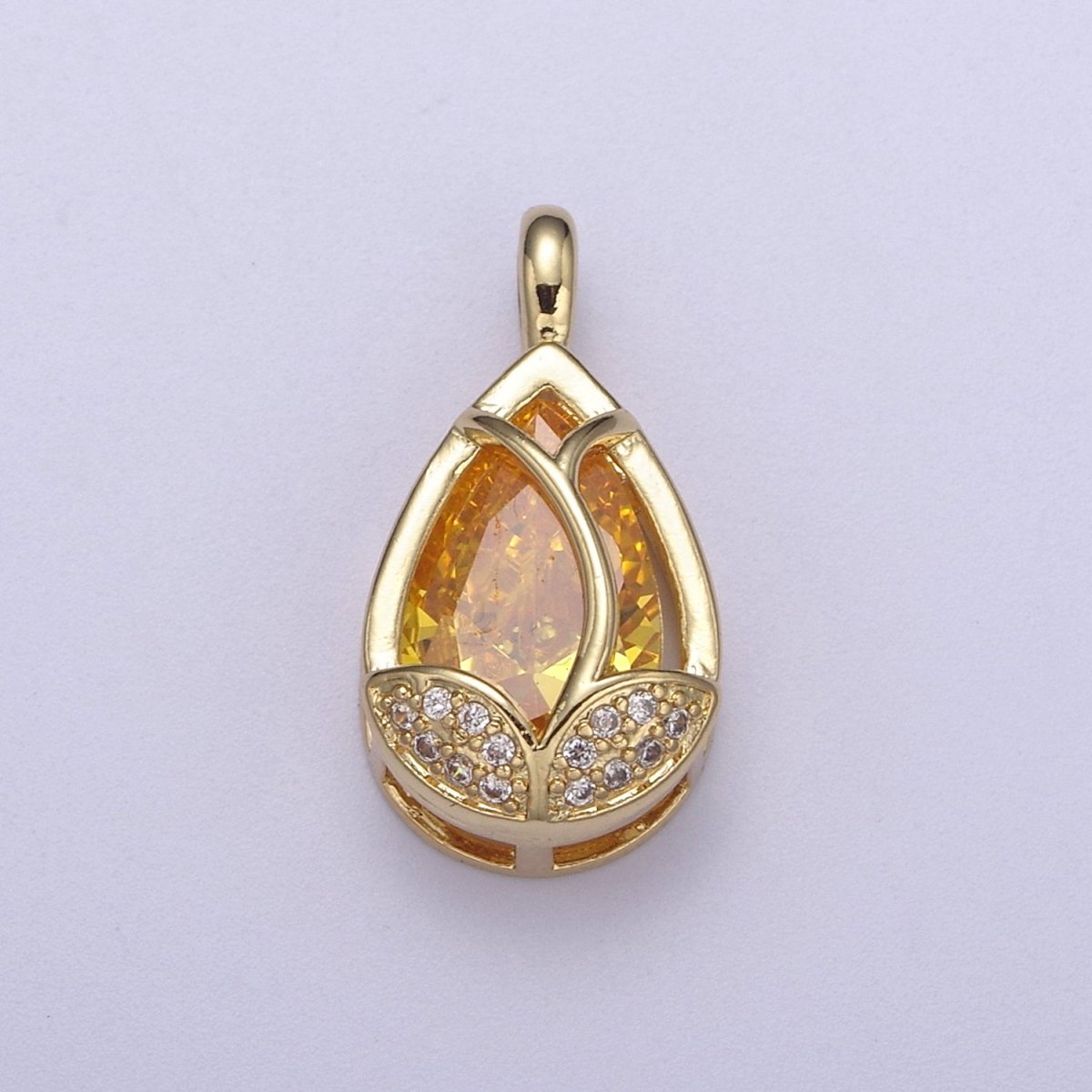 14k Gold Fill Lotus Petal Charm, Lotus Pendant Cubic Zirconia Dangle Charm H-118 H-119 H-123 - H-125