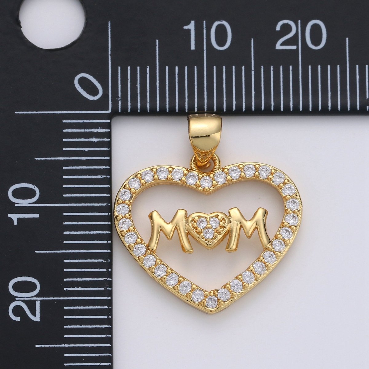 14k Gold Fill Micro Pave Mother Charm - Mom Necklace Charm - Mother Bracelet Charm - Mother's Day Gifts - Mom Letter Necklace Pendant I-667 - DLUXCA