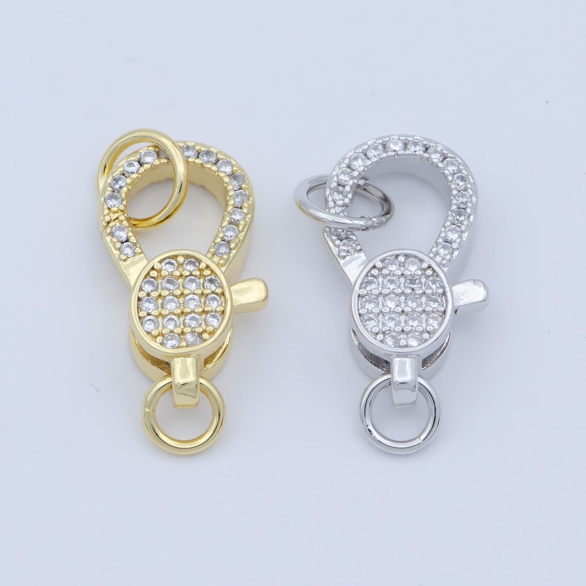 14k Gold Fill Oval clasp for Bracelet Necklace Buckle Micro paved , CZ Cubic Lobster Clasp Fastener for Beading supplies Component L-407 L-408