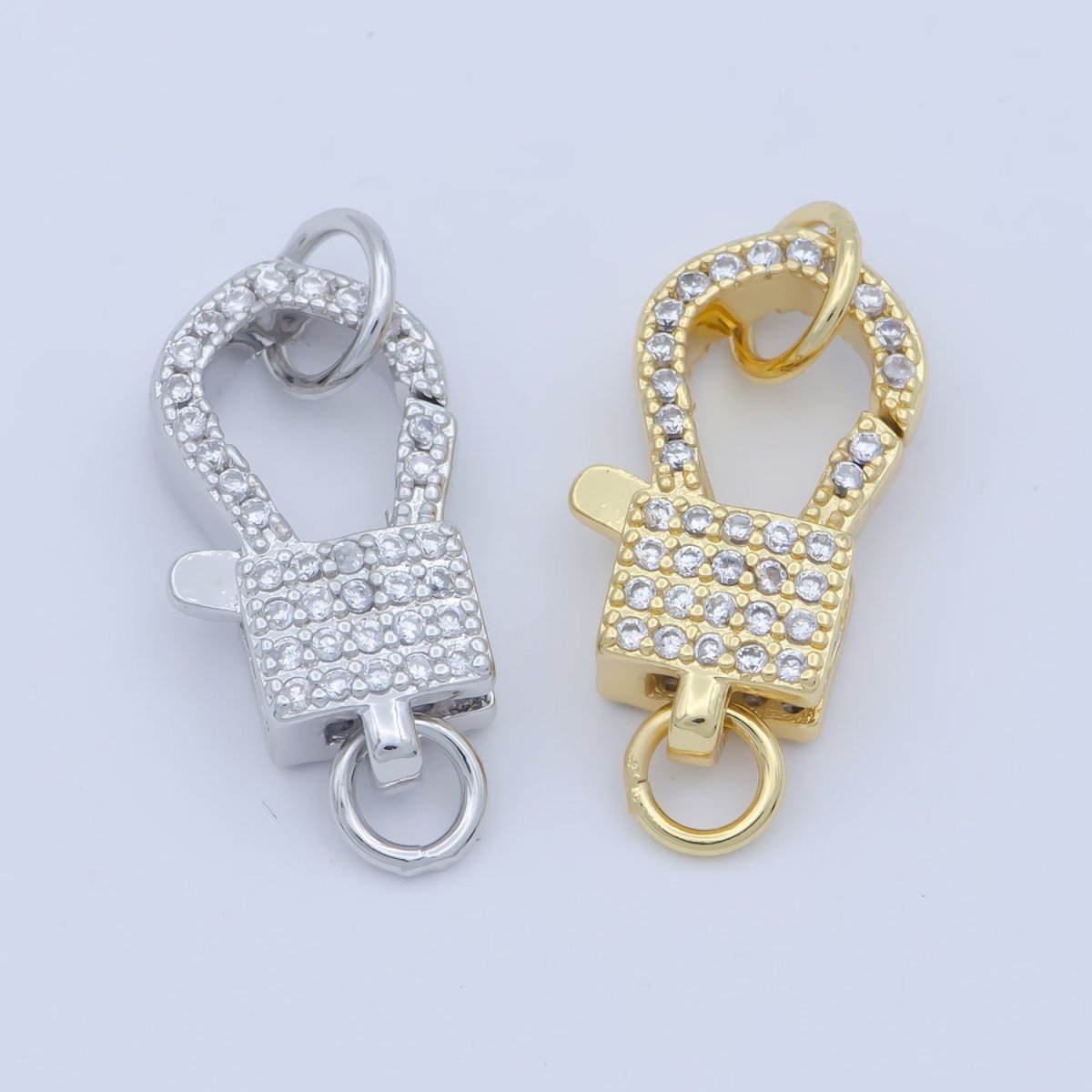 14k Gold Fill Square clasp for Bracelet Necklace Buckle Micro paved , CZ Cubic Lobster Clasp Fastener for Beading supplies Component L-405 L-406