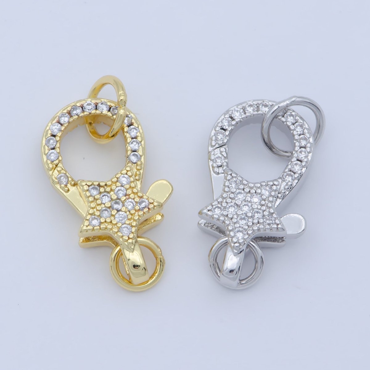 14k Gold Fill Star clasp for Bracelet Necklace Buckle Micro paved , CZ Cubic Lobster Clasp Fastener for Beading supplies Component L-403 L-404