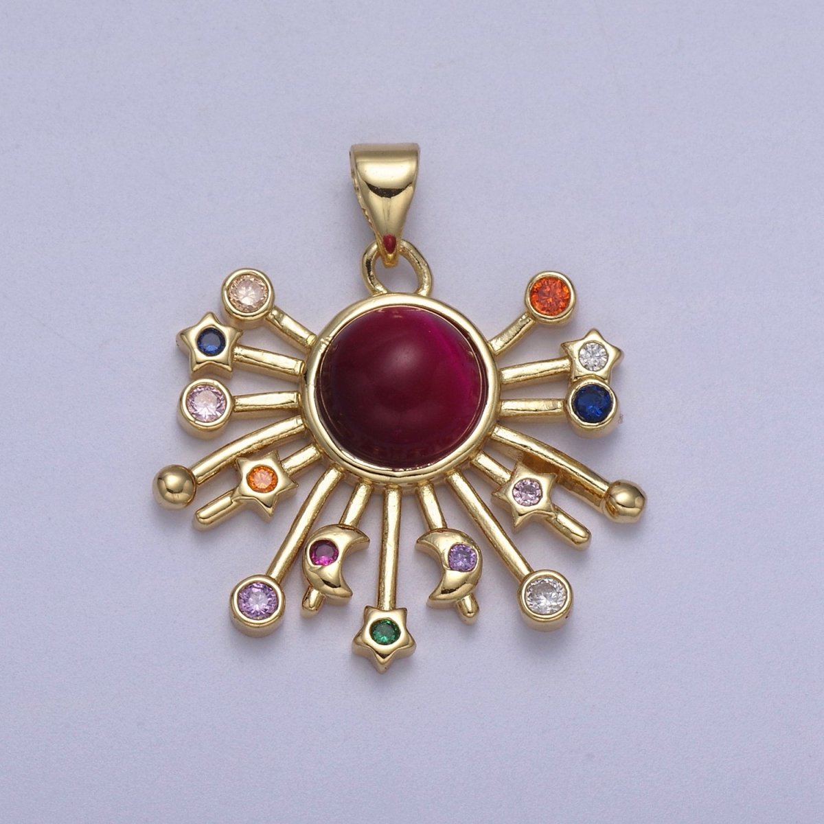 14k Gold Fill Sun Charm Color Cz Sunburst pendant sunbeam charm sunshine solar boho bohemian jewelry H-111 - H-113