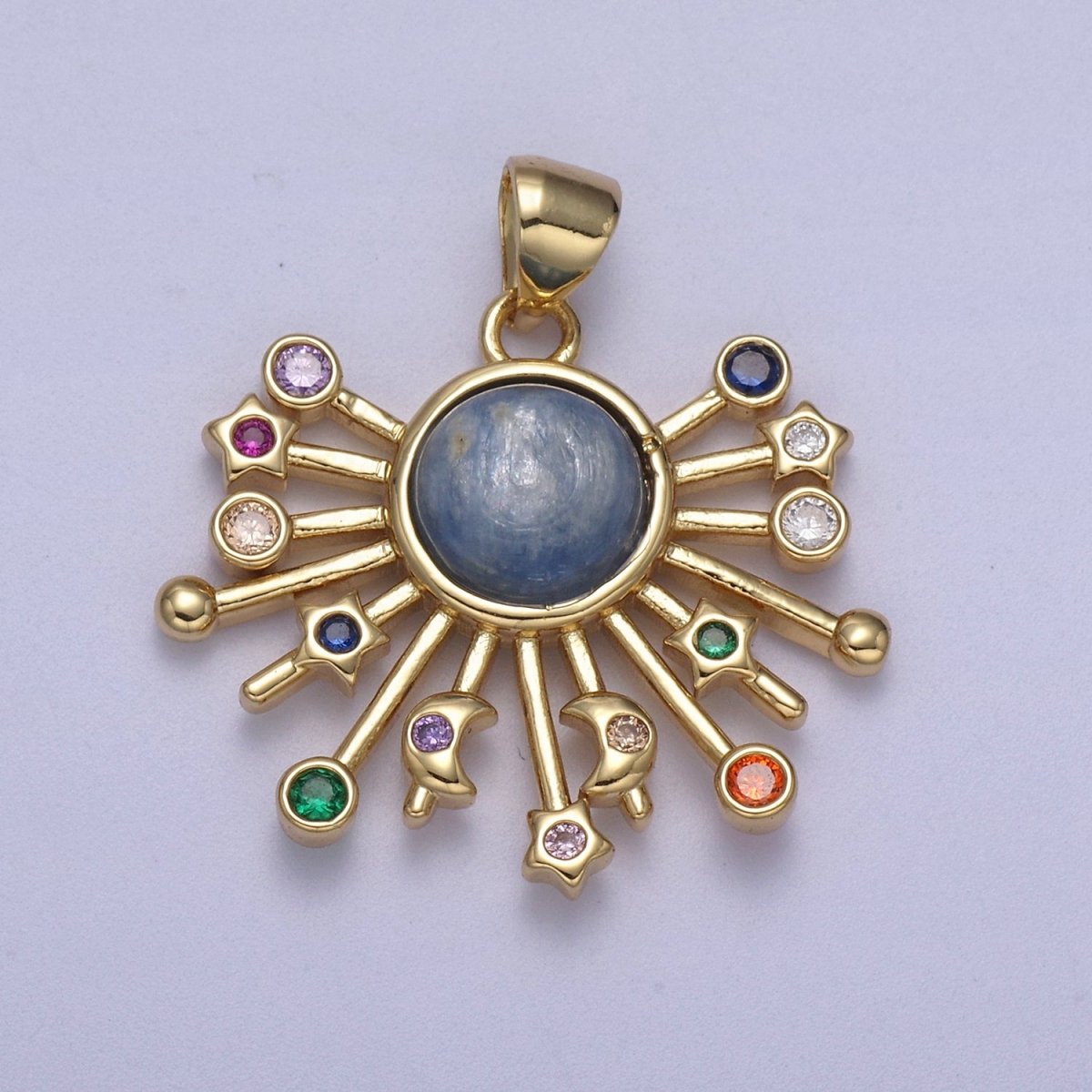 14k Gold Fill Sun Charm Color Cz Sunburst pendant sunbeam charm sunshine solar boho bohemian jewelry H-111 - H-113
