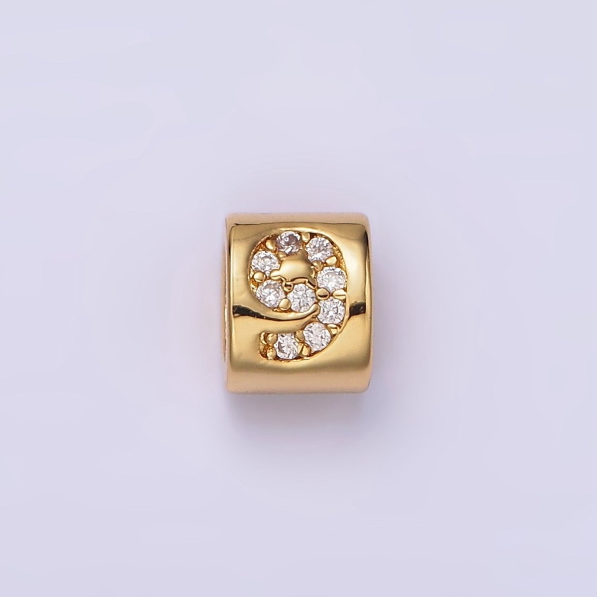 14K Gold Filled 0-9 Number Clear Micro Paved CZ Slider Bead Spacer | B-807~B-811