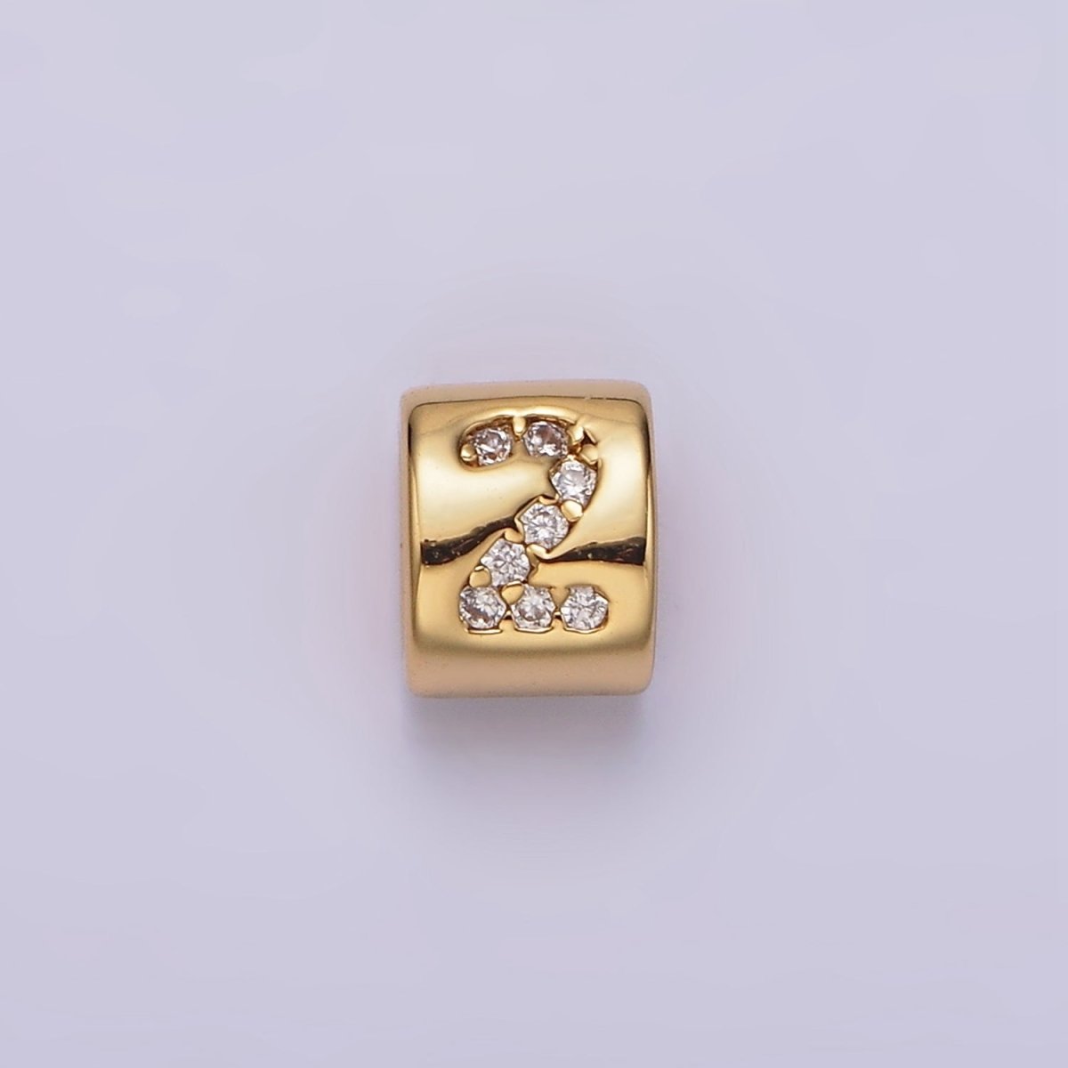 14K Gold Filled 0-9 Number Clear Micro Paved CZ Slider Bead Spacer | B-807~B-811