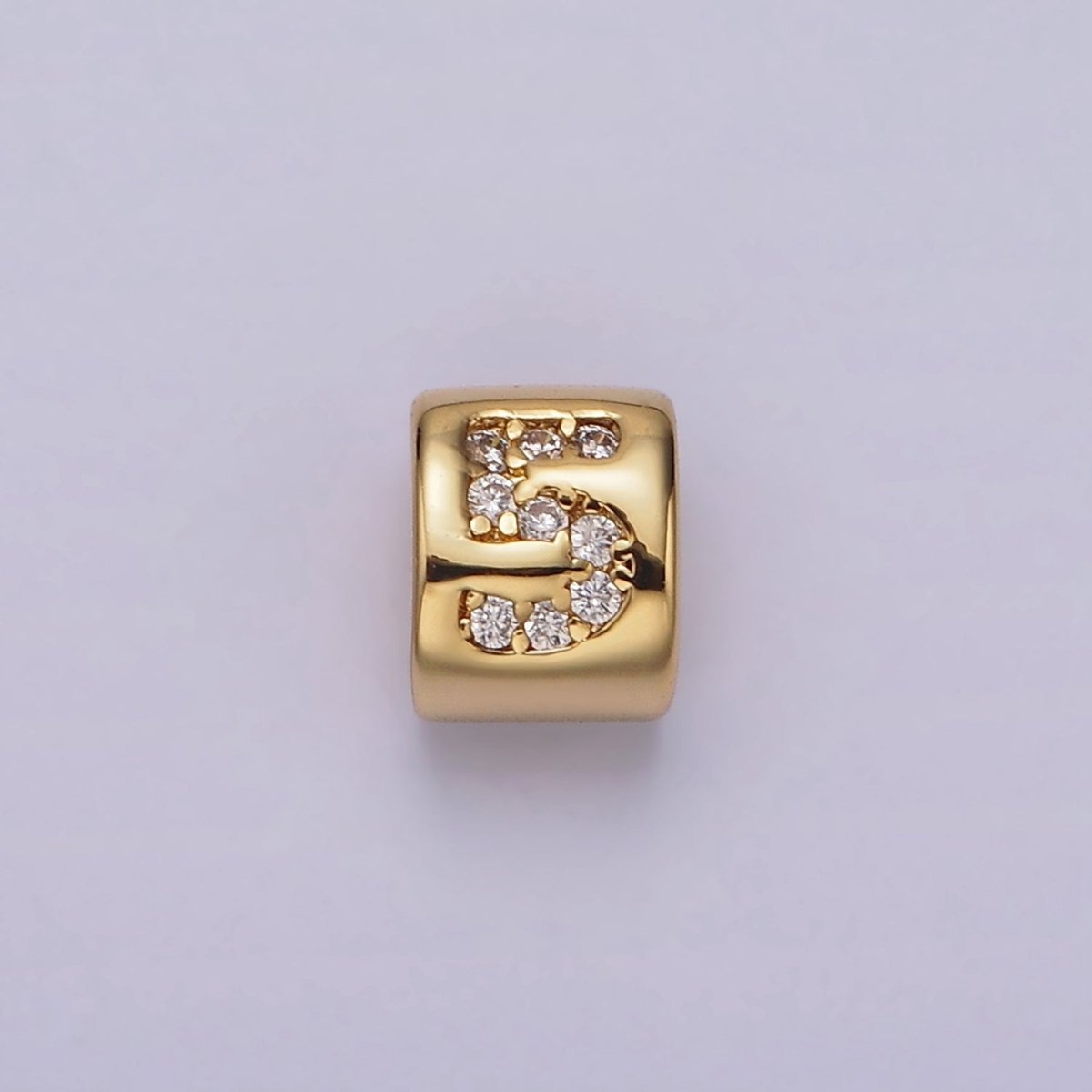 14K Gold Filled 0-9 Number Clear Micro Paved CZ Slider Bead Spacer | B-807~B-811