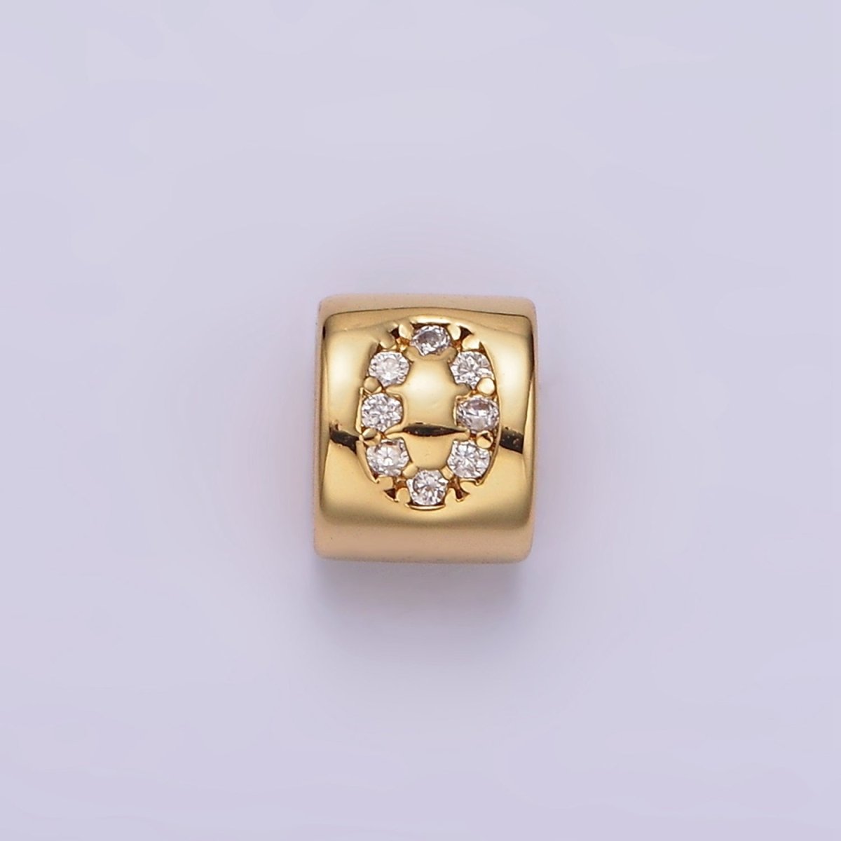 14K Gold Filled 0-9 Number Clear Micro Paved CZ Slider Bead Spacer | B-807~B-811