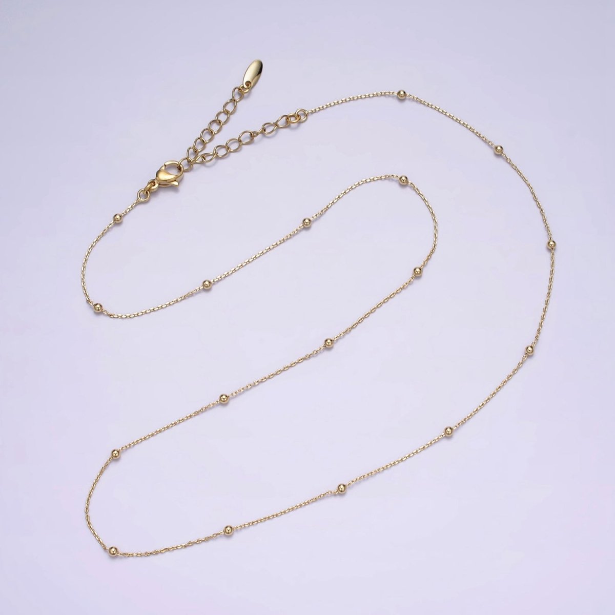 14K Gold Filled 0.5mm Dainty Satellite Beaded Cable Chain 18 Inch Layering Necklace | WA-1930 Clearance Pricing