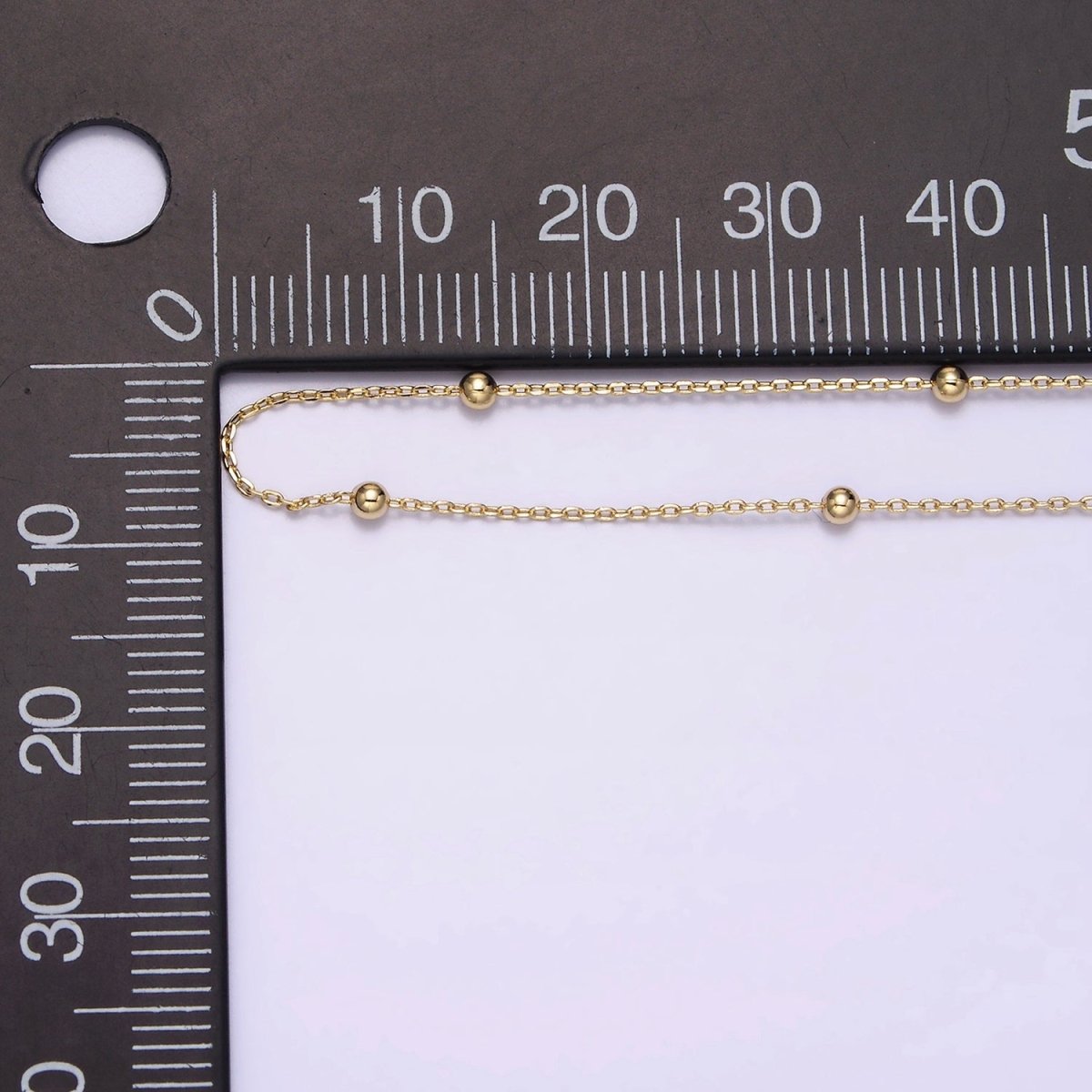 14K Gold Filled 0.5mm Dainty Satellite Beaded Cable Chain 18 Inch Layering Necklace | WA-1930 Clearance Pricing