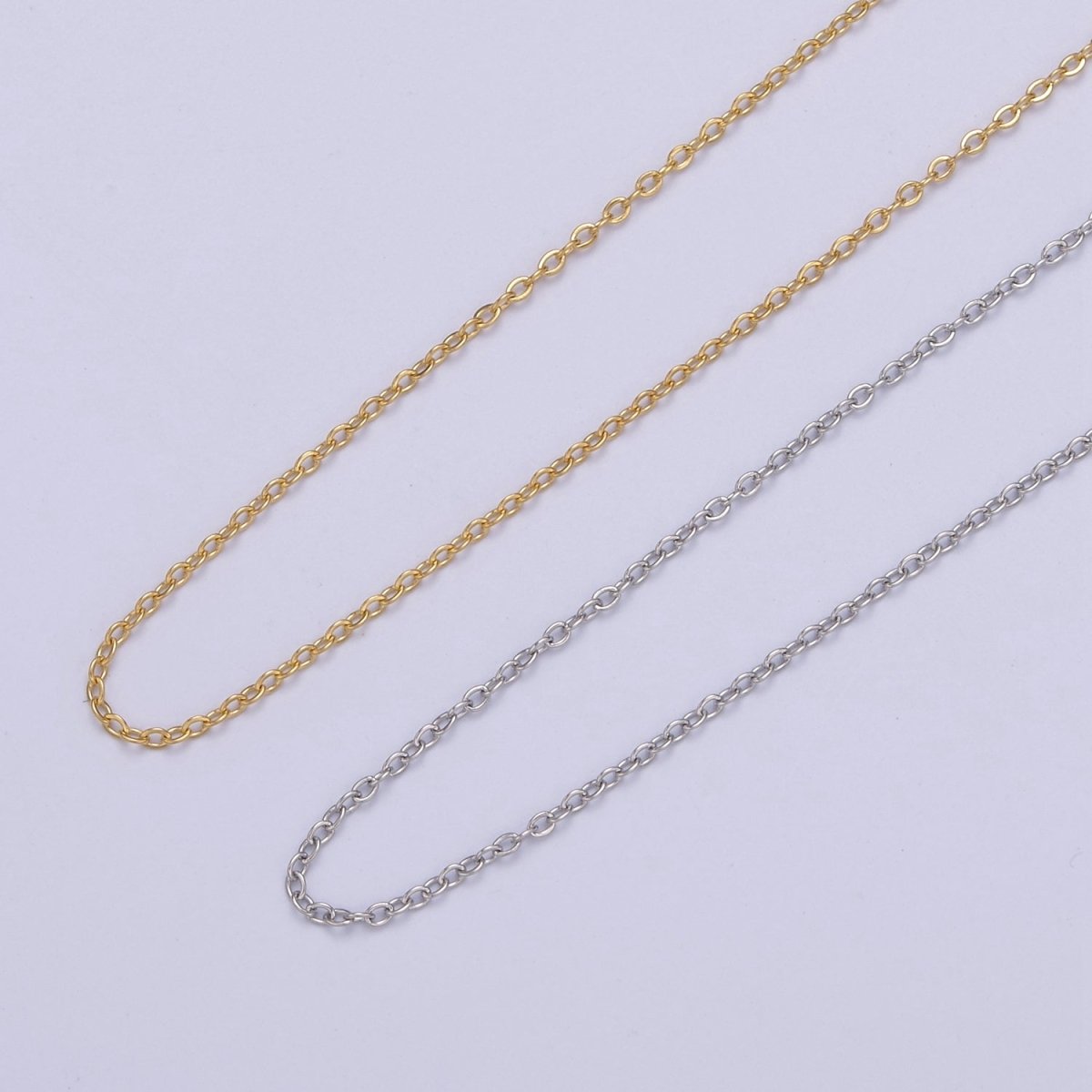 14K Gold Filled 0.6mm Dainty Cable Chain 18 Inch Layering Cable Slider Necklace in Silver & Gold | WA-728 WA-735 Clearance Pricing