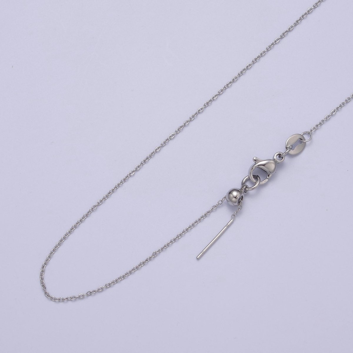 14K Gold Filled 0.6mm Dainty Cable Chain 18 Inch Layering Cable Slider Necklace in Silver & Gold | WA-728 WA-735 Clearance Pricing