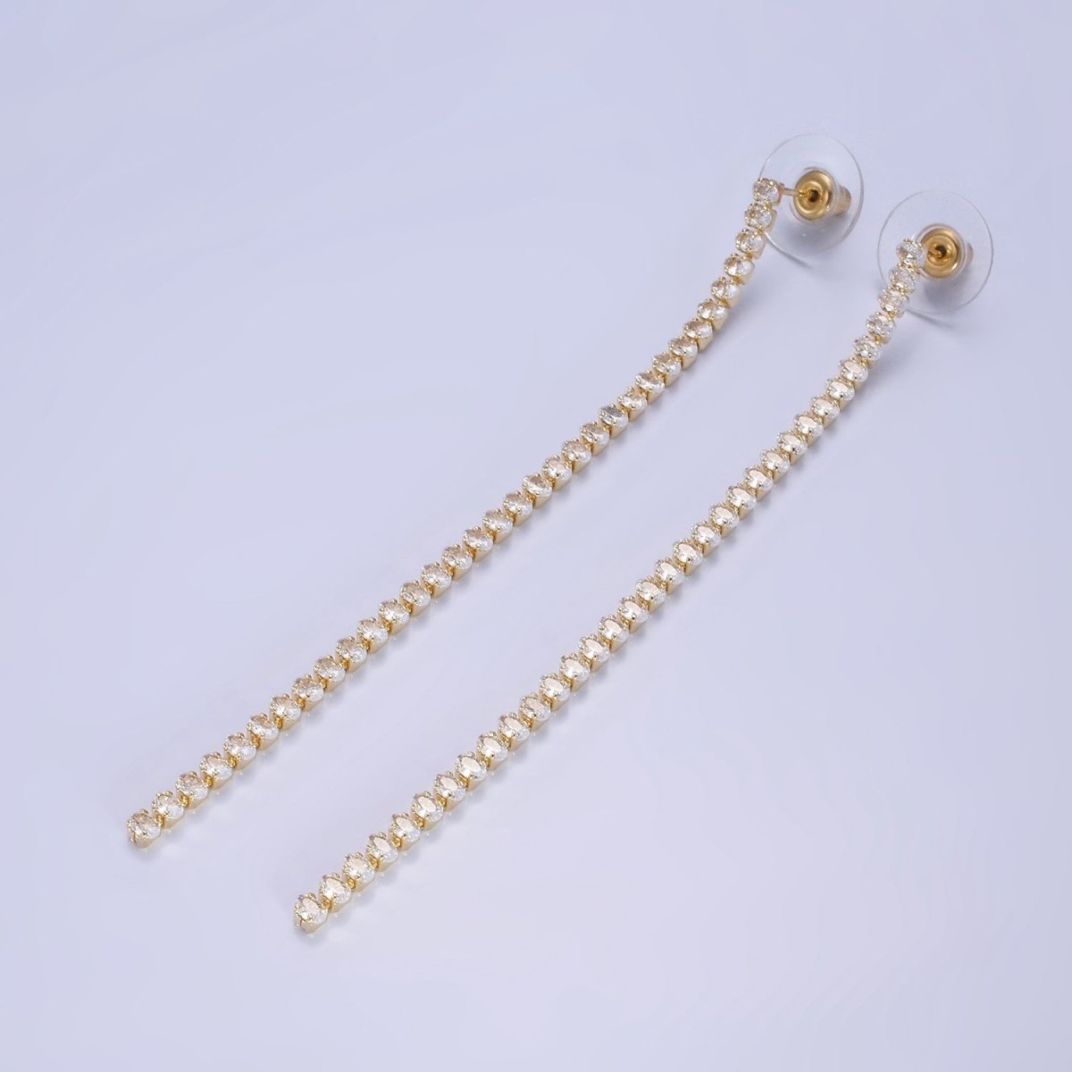14K Gold Filled 100mm Oval Clear CZ Drop Stud Earrings in Gold & Silver | AE507 AE508