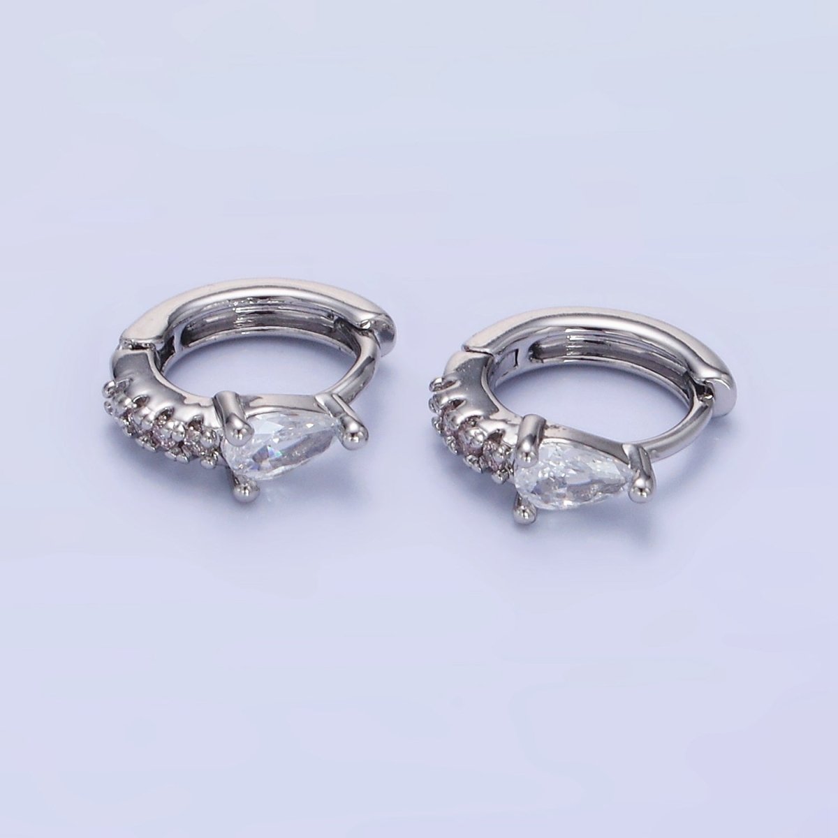 14K Gold Filled 10.5mm Teardrop Micro Paved CZ Cartilage Huggie Earrings in Gold & Silver | P476 P477