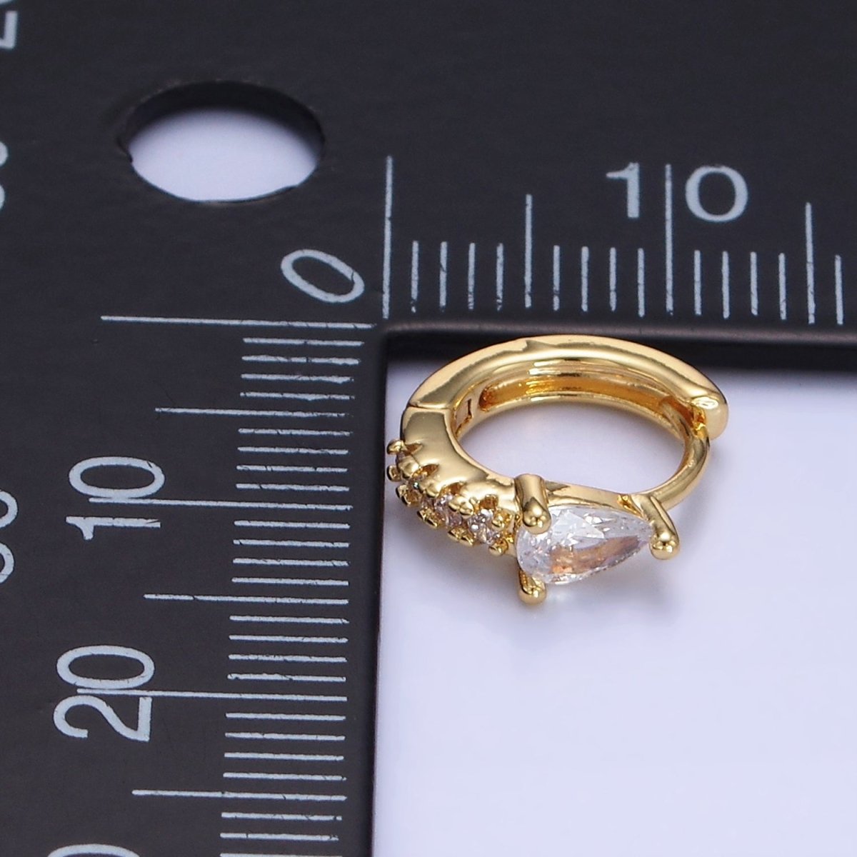 14K Gold Filled 10.5mm Teardrop Micro Paved CZ Cartilage Huggie Earrings in Gold & Silver | P476 P477