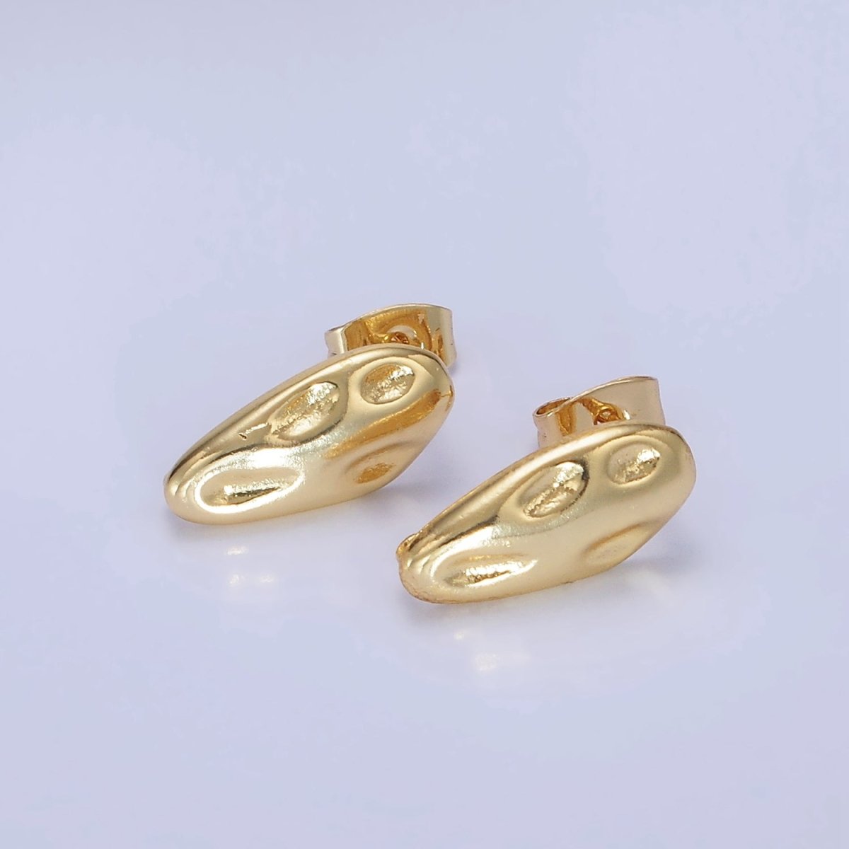 14K Gold Filled 10m Hammered Oval Stud Earrings Findings in Gold & Silver | Z740 Z741