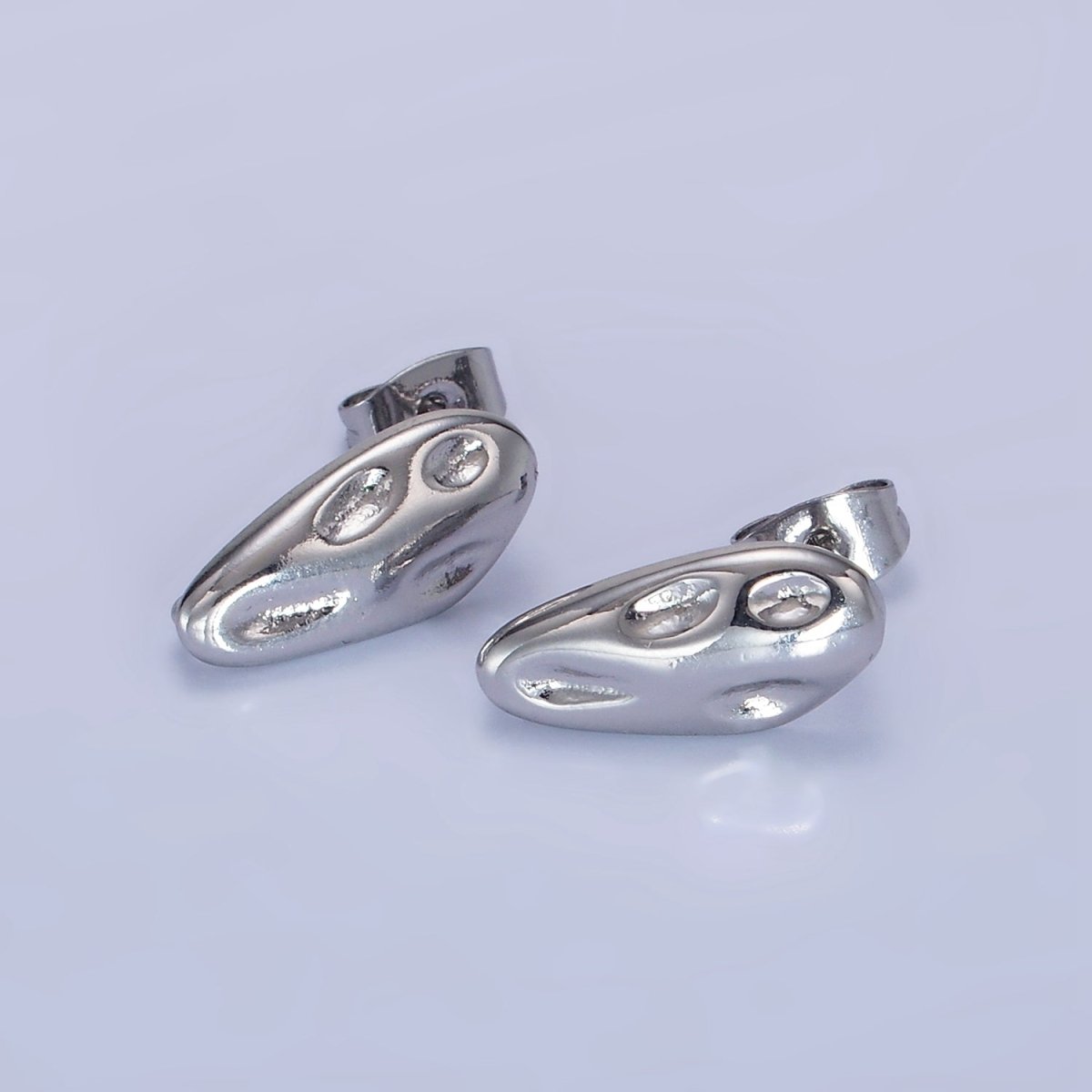 14K Gold Filled 10m Hammered Oval Stud Earrings Findings in Gold & Silver | Z740 Z741