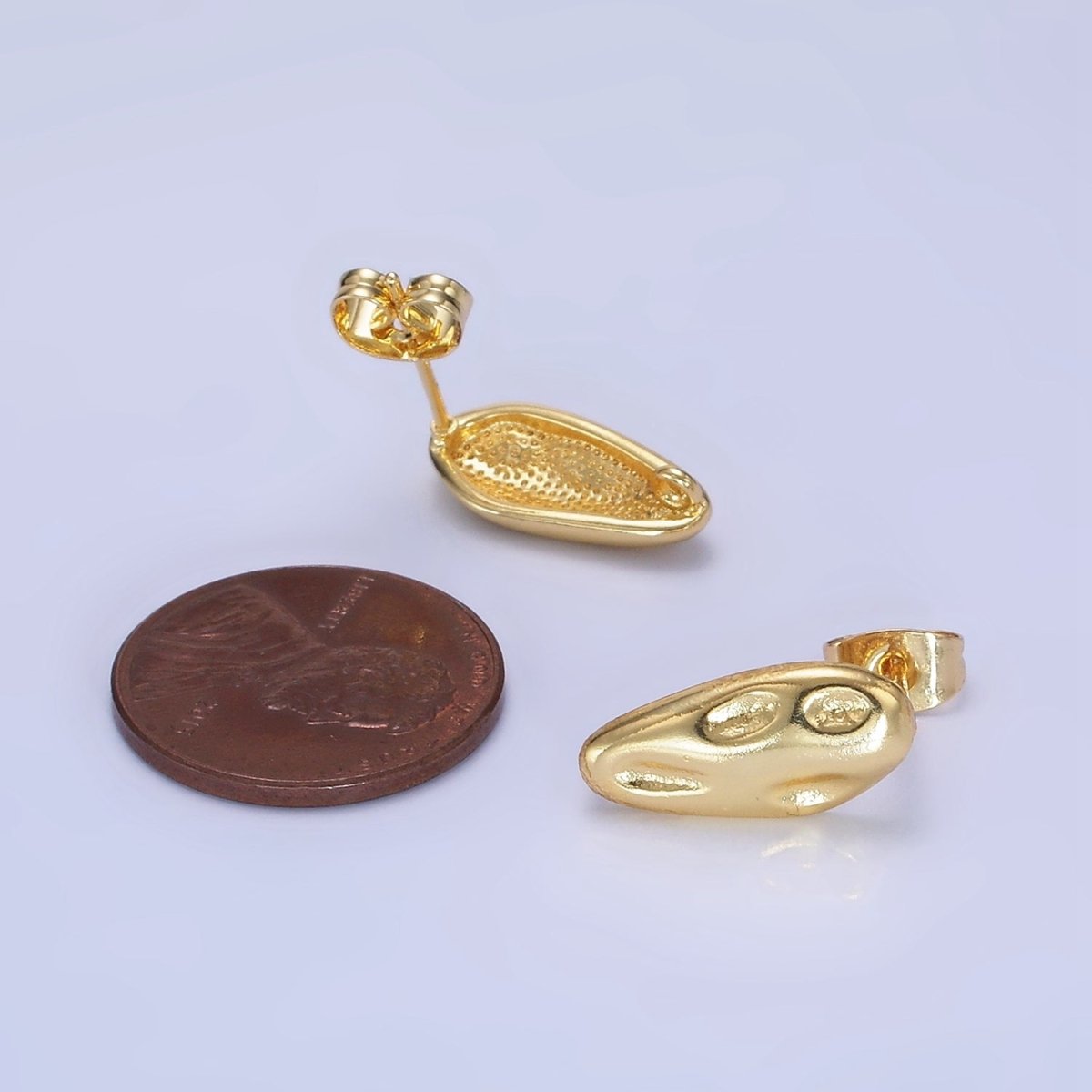 14K Gold Filled 10m Hammered Oval Stud Earrings Findings in Gold & Silver | Z740 Z741