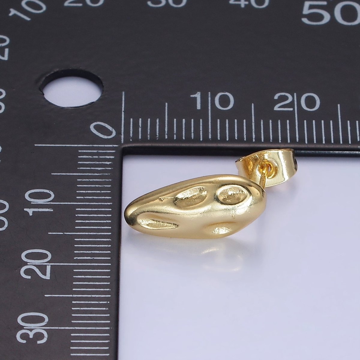 14K Gold Filled 10m Hammered Oval Stud Earrings Findings in Gold & Silver | Z740 Z741