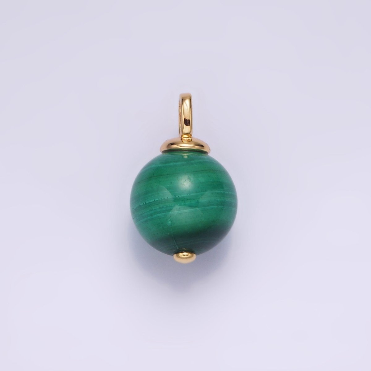 14K Gold Filled 10mm, 12.5mm Malachite Round Sphere Ball Drop Pendant | AG410 AG411