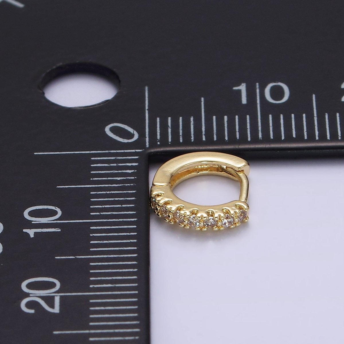 14K Gold Filled 10mm Clear Micro Paved CZ Cartilage Huggie Earrings | AE908