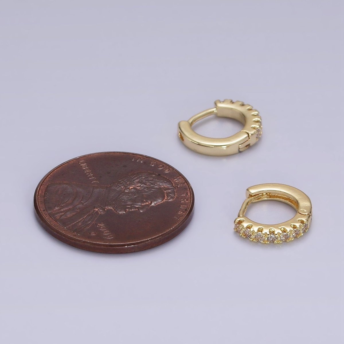 14K Gold Filled 10mm Clear Micro Paved CZ Cartilage Huggie Earrings | AE908