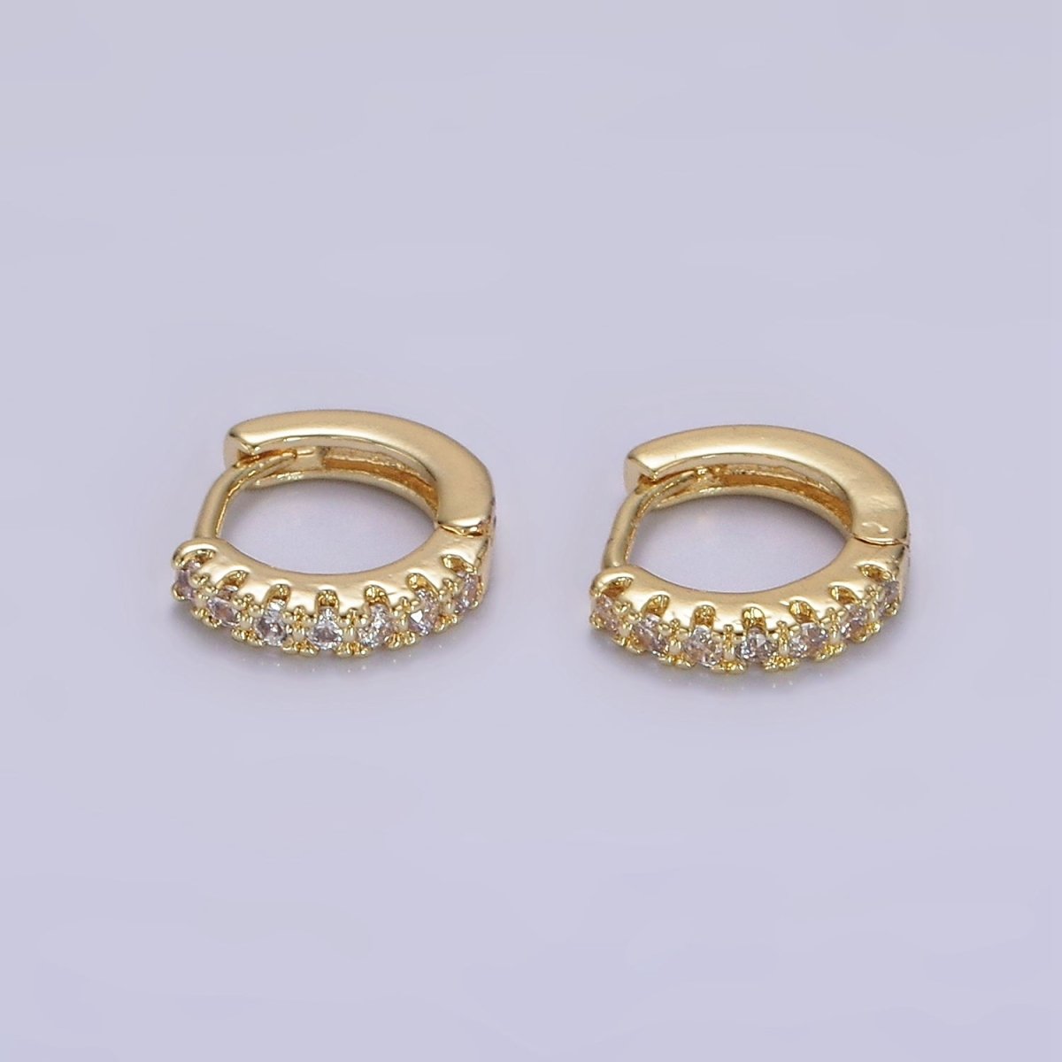 14K Gold Filled 10mm Clear Micro Paved CZ Cartilage Huggie Earrings | AE908