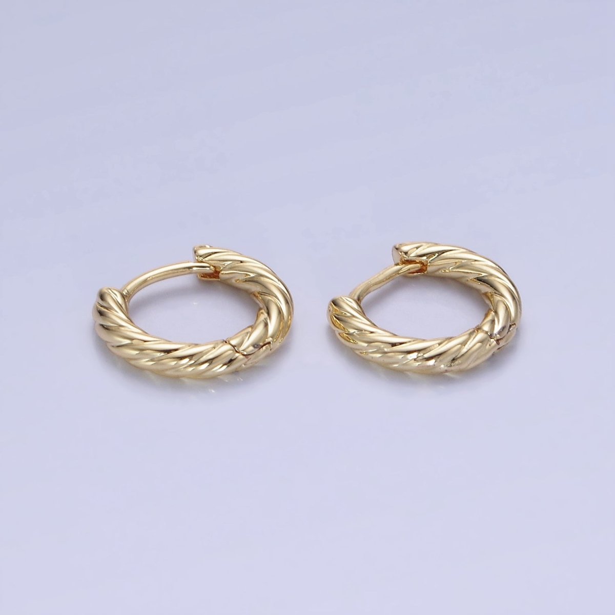 14K Gold Filled 10mm Croissant Twist Cartilage Huggie Earrings | AB1350 - DLUXCA