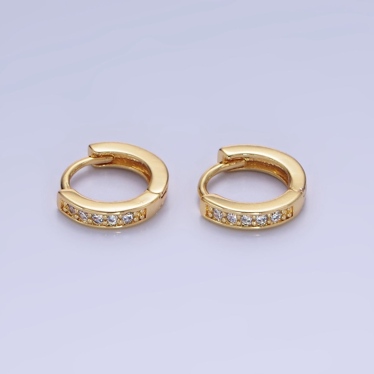 14K Gold Filled 10mm CZ Lined Cartilage Huggie Earrings in Gold & Silver | AB1346 AB1347