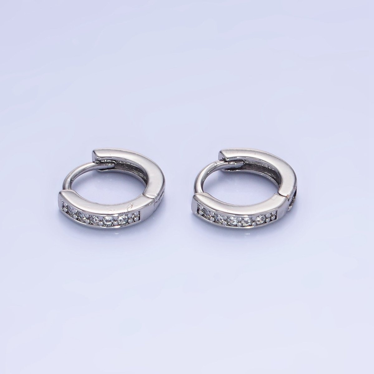14K Gold Filled 10mm CZ Lined Cartilage Huggie Earrings in Gold & Silver | AB1346 AB1347