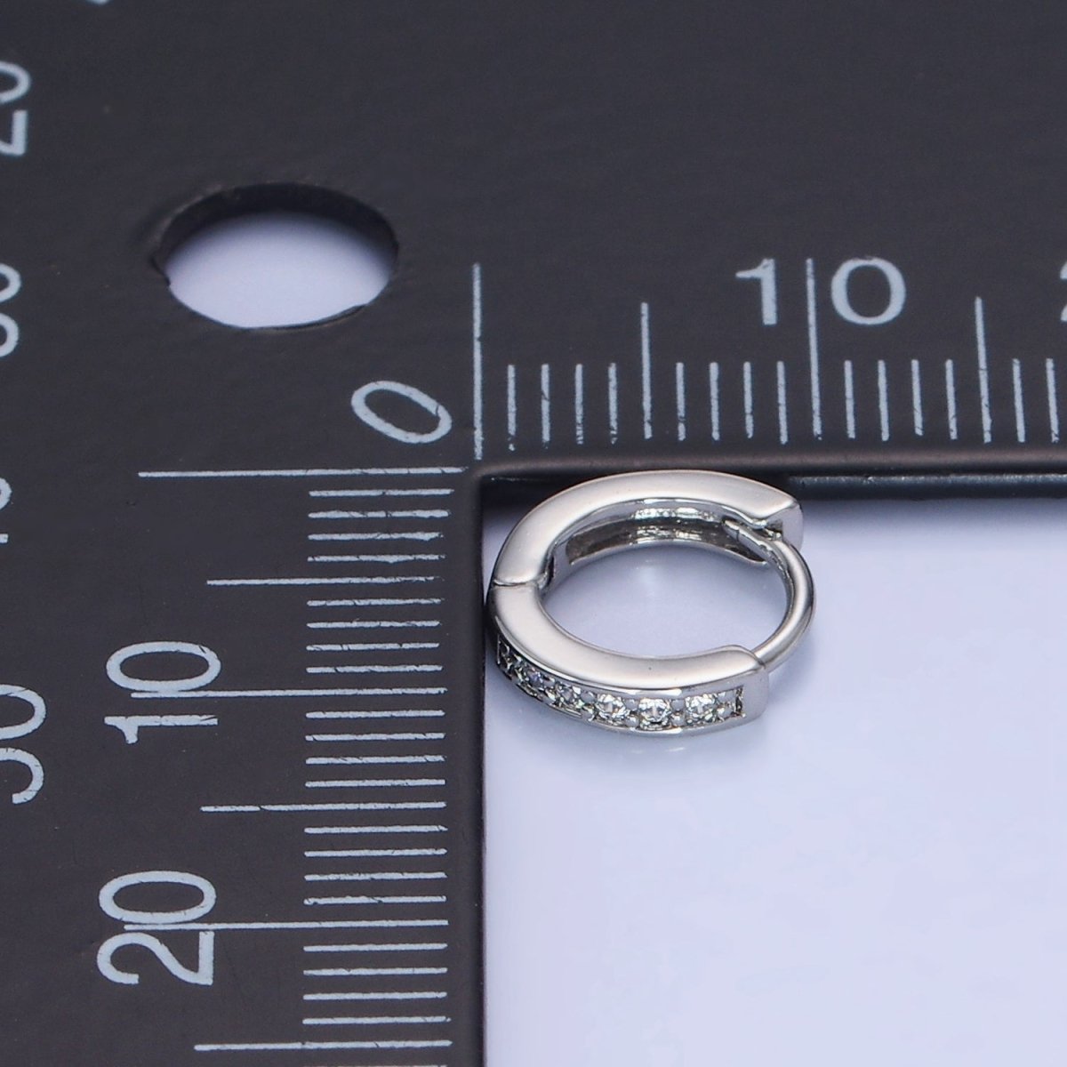 14K Gold Filled 10mm CZ Lined Cartilage Huggie Earrings in Gold & Silver | AB1346 AB1347