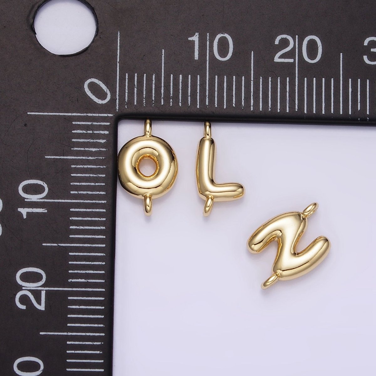 14K Gold Filled 10mm Initial Letter Chubby Balloon Mini Connector | A1539 - A1551
