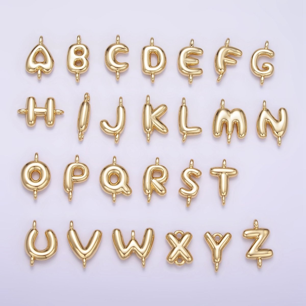 14K Gold Filled 10mm Initial Letter Chubby Balloon Mini Connector | A1539 - A1551