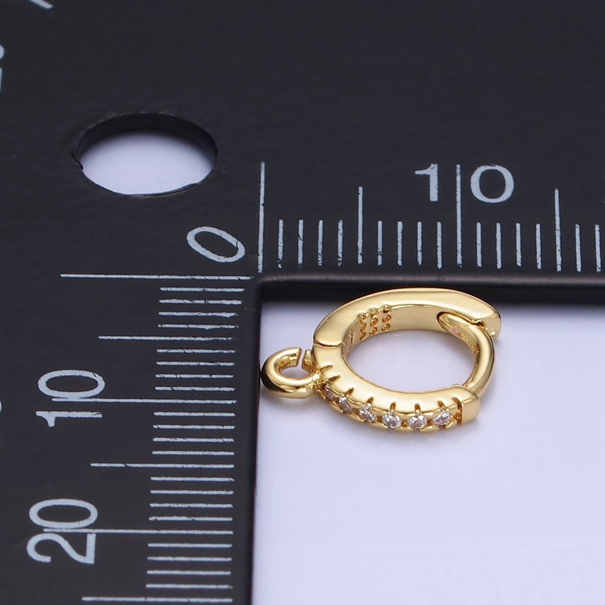 14K Gold Filled 10mm Micro Paved CZ Cartilage Huggie Earrings Findings | Z757