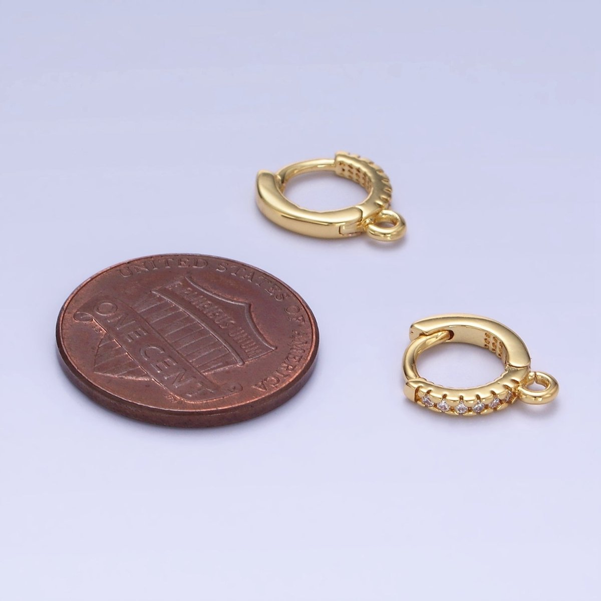 14K Gold Filled 10mm Micro Paved CZ Cartilage Huggie Earrings Findings | Z757