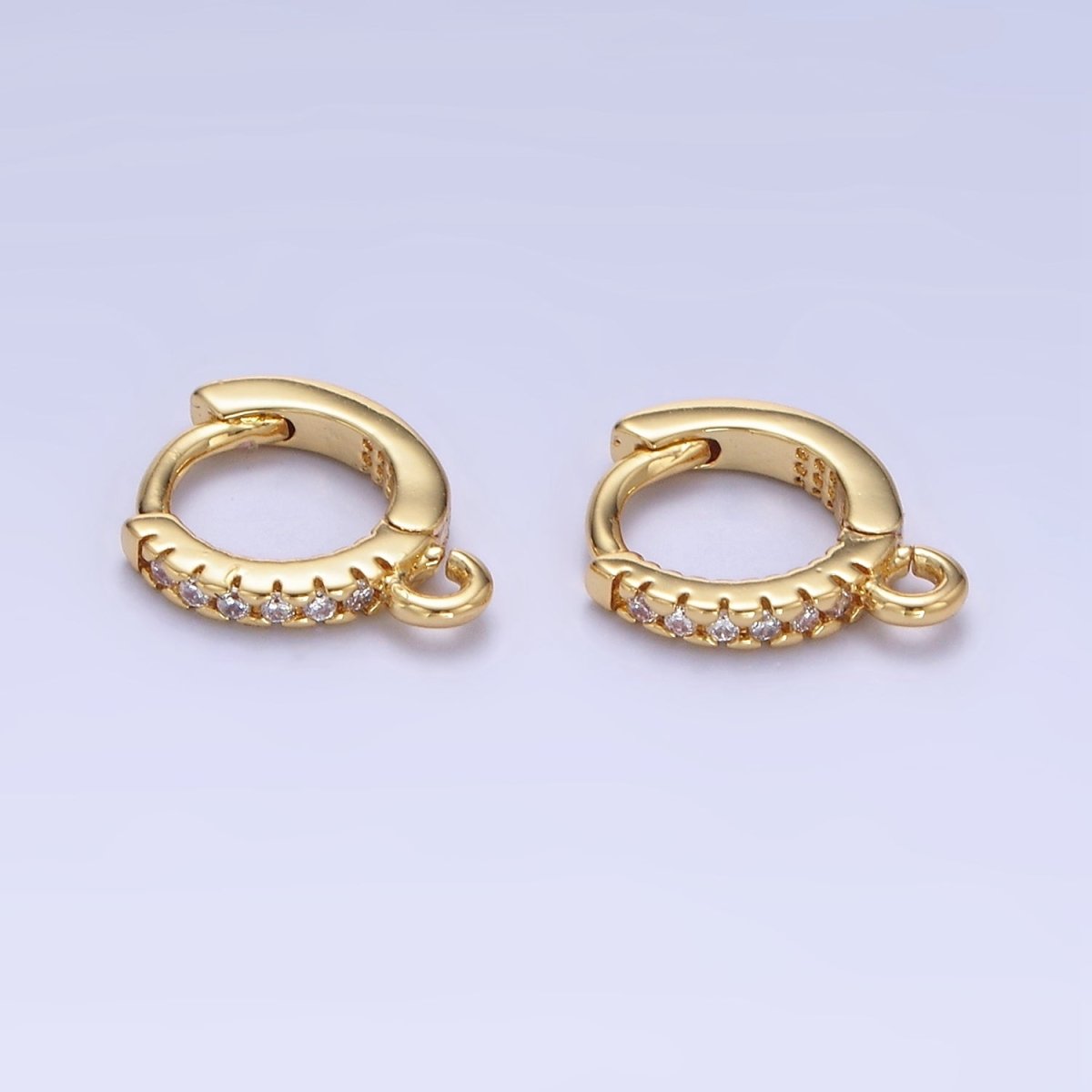 14K Gold Filled 10mm Micro Paved CZ Cartilage Huggie Earrings Findings | Z757