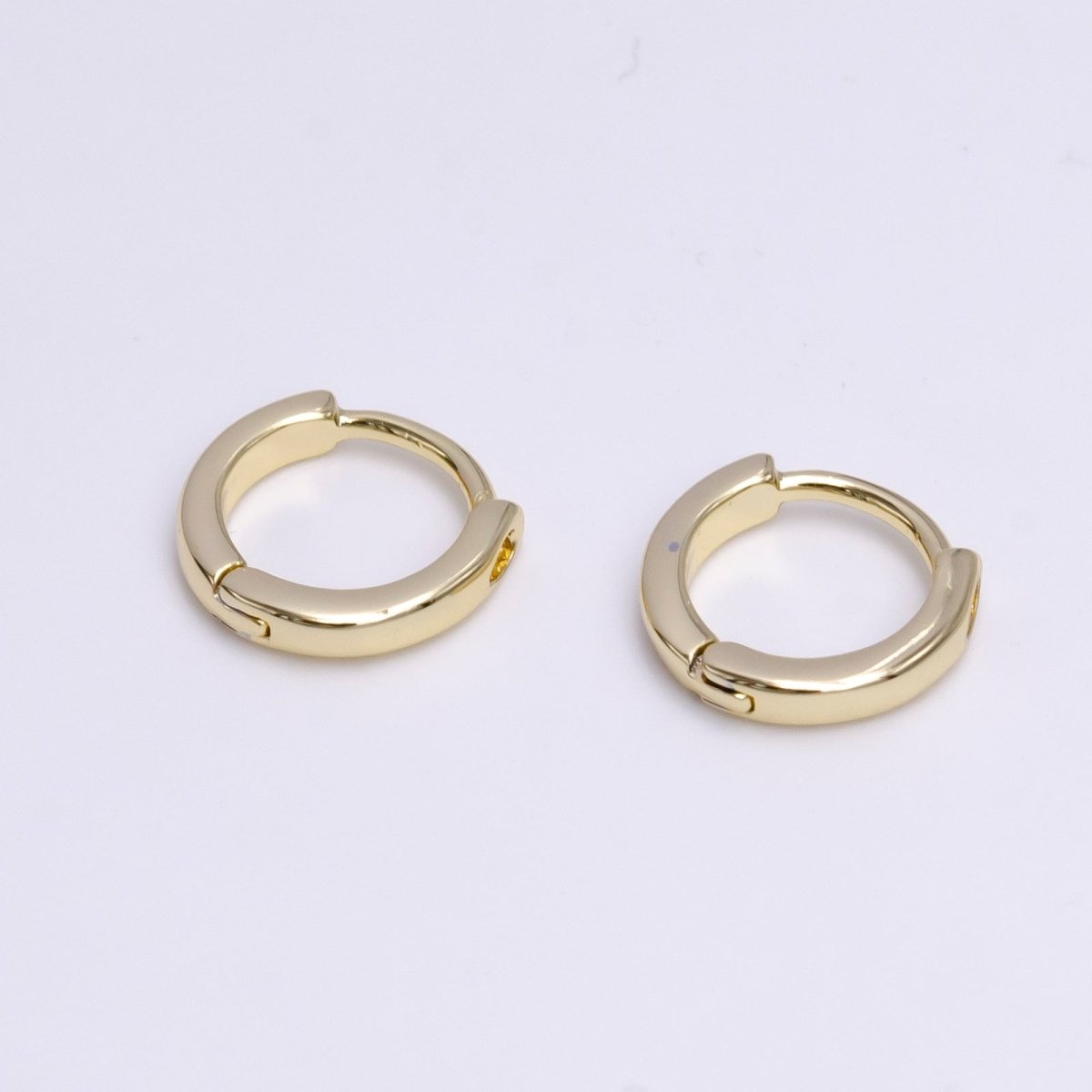 14K Gold Filled 10mm Mini Flat Minimalist Cartilage Huggie Earrings | Y-930 - DLUXCA