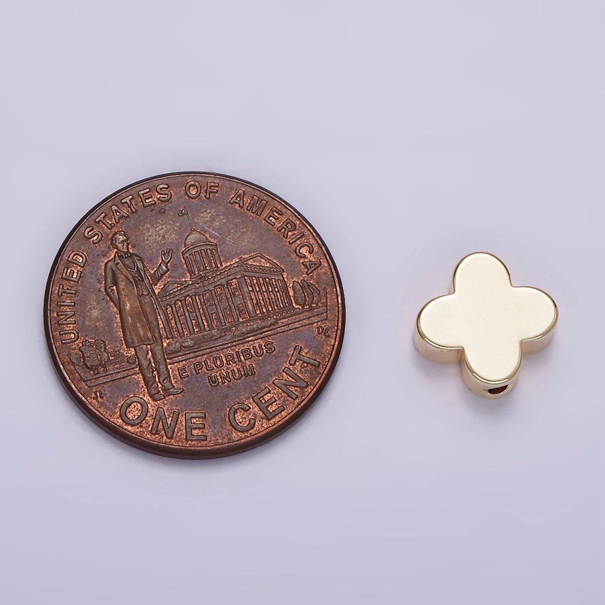 14K Gold Filled 10mm Mini Minimalist Clover Quatrefoil Bead | B875 - DLUXCA