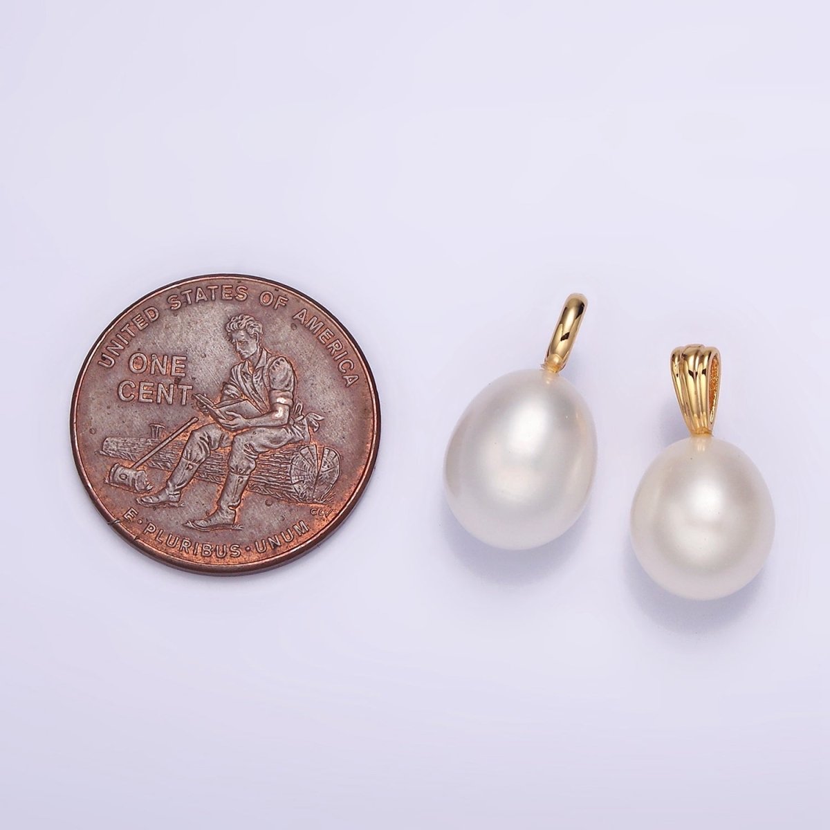 14K Gold Filled 10mm Minimalist Freshwater Pearl Button Triple, Single Bail Pendant | P1613 P1614