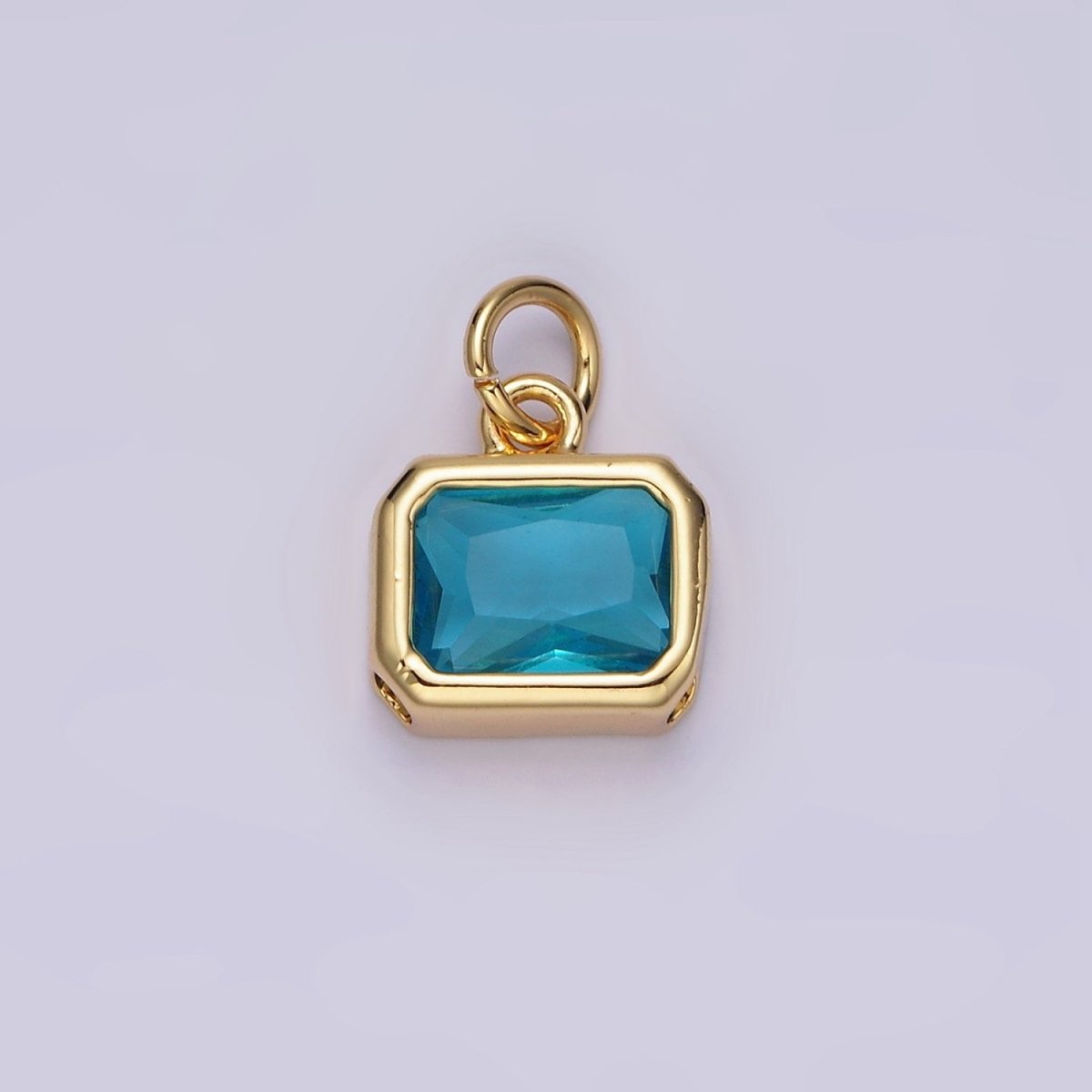 14K Gold Filled 10mm Personalized Birthstone Baguette Cubic Zirconia CZ Bezel Charm in Silver & Gold | N1600 - N1623