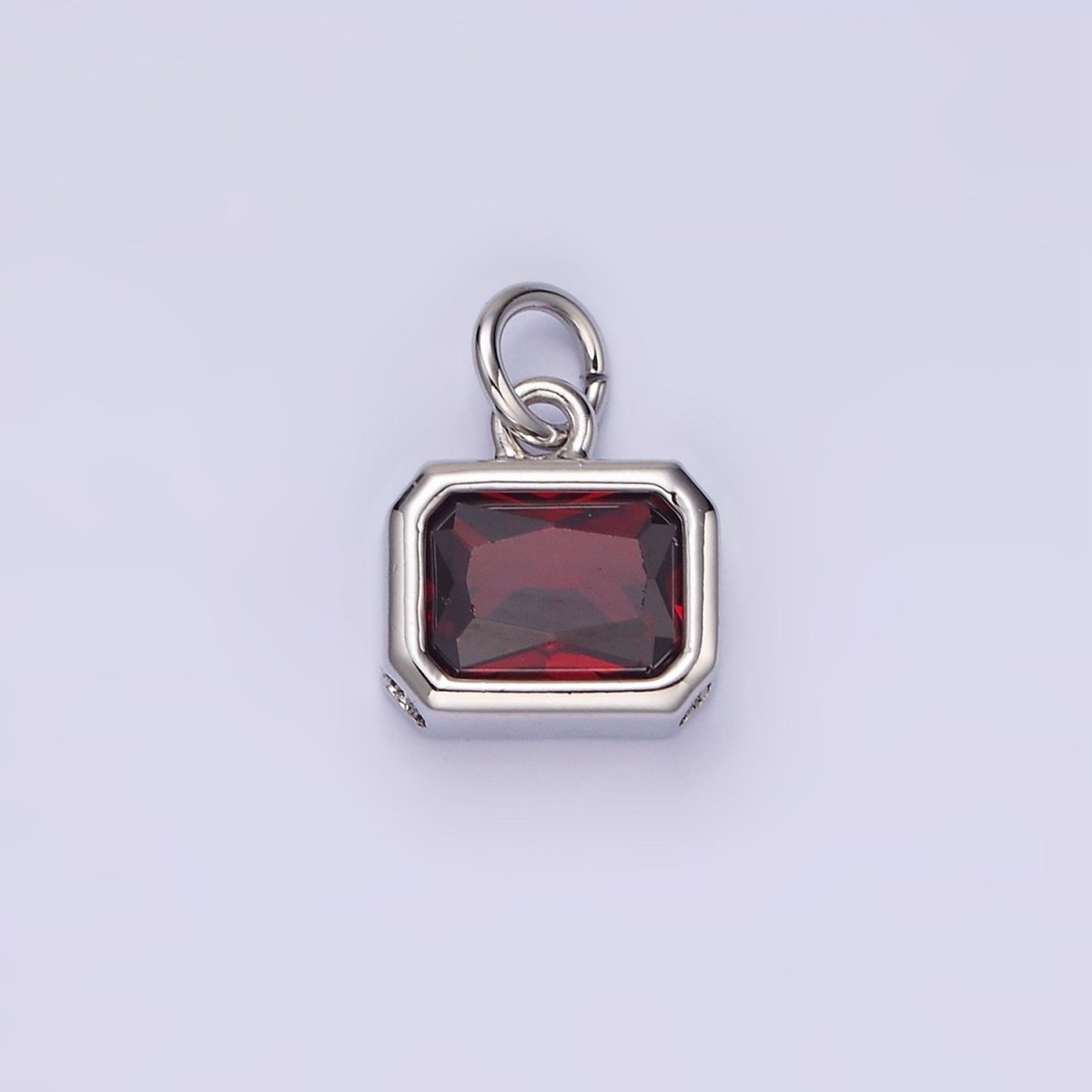 14K Gold Filled 10mm Personalized Birthstone Baguette Cubic Zirconia CZ Bezel Charm in Silver & Gold | N1600 - N1623