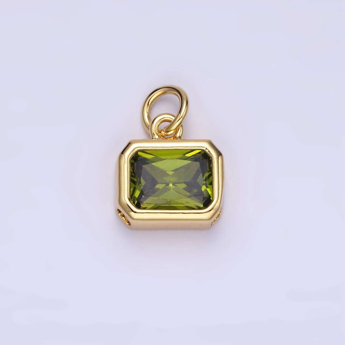 14K Gold Filled 10mm Personalized Birthstone Baguette Cubic Zirconia CZ Bezel Charm in Silver & Gold | N1600 - N1623