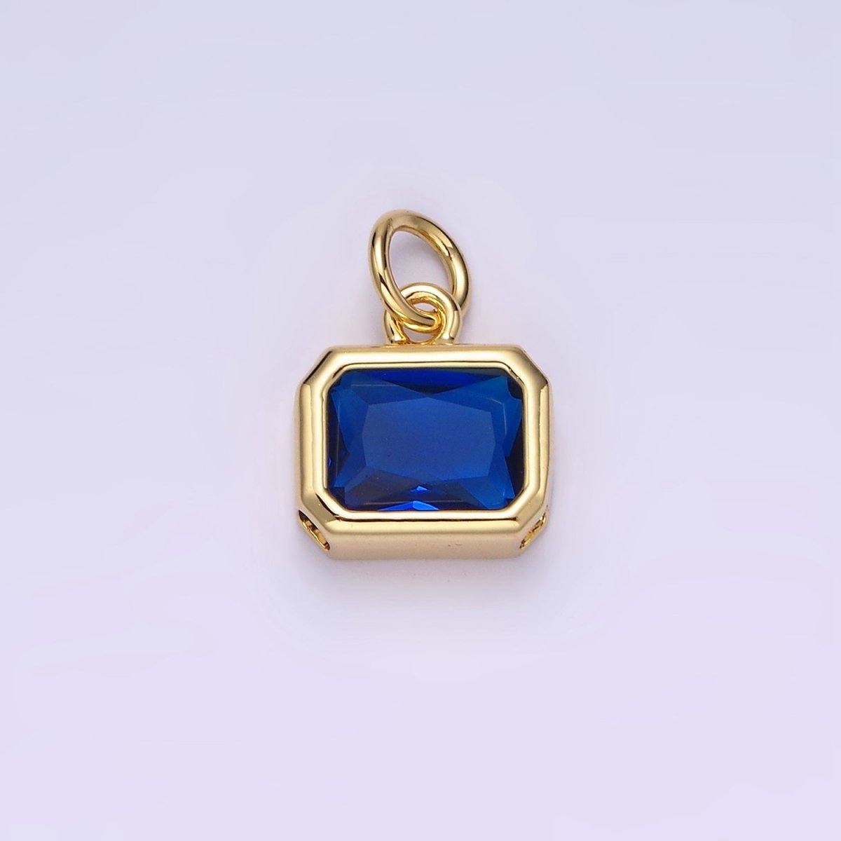 14K Gold Filled 10mm Personalized Birthstone Baguette Cubic Zirconia CZ Bezel Charm in Silver & Gold | N1600 - N1623