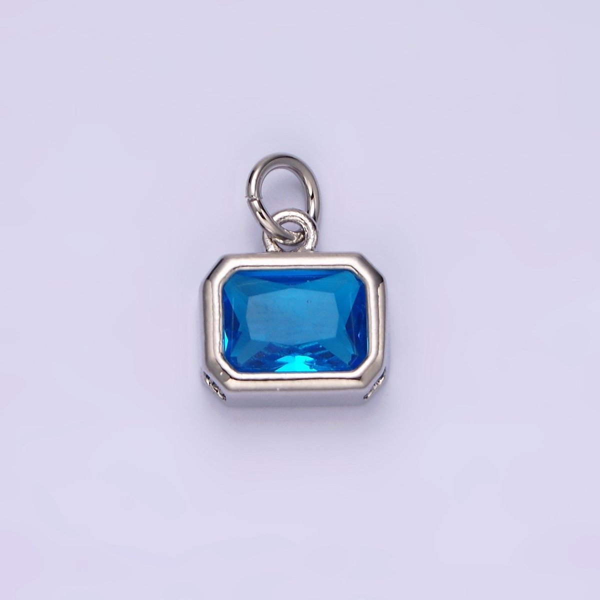 14K Gold Filled 10mm Personalized Birthstone Baguette Cubic Zirconia CZ Bezel Charm in Silver & Gold | N1600 - N1623