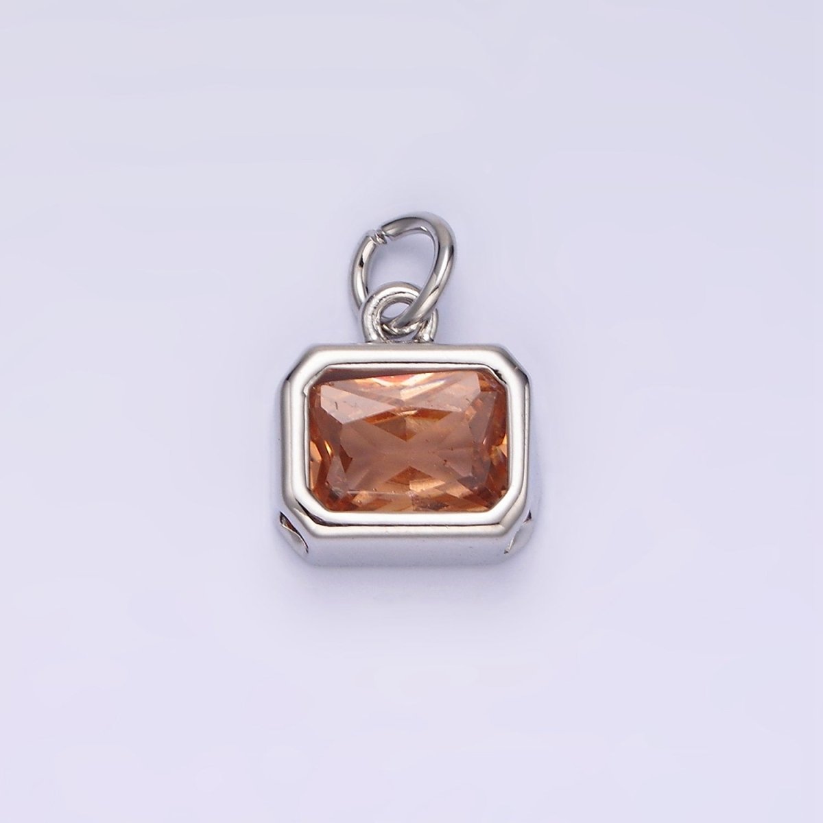 14K Gold Filled 10mm Personalized Birthstone Baguette Cubic Zirconia CZ Bezel Charm in Silver & Gold | N1600 - N1623
