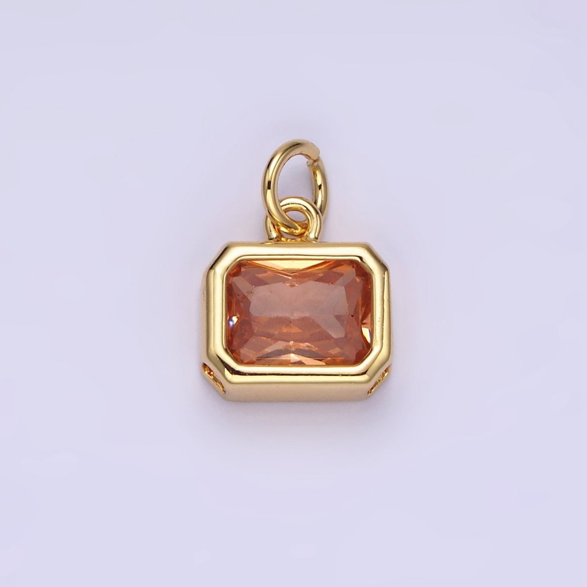 14K Gold Filled 10mm Personalized Birthstone Baguette Cubic Zirconia CZ Bezel Charm in Silver & Gold | N1600 - N1623