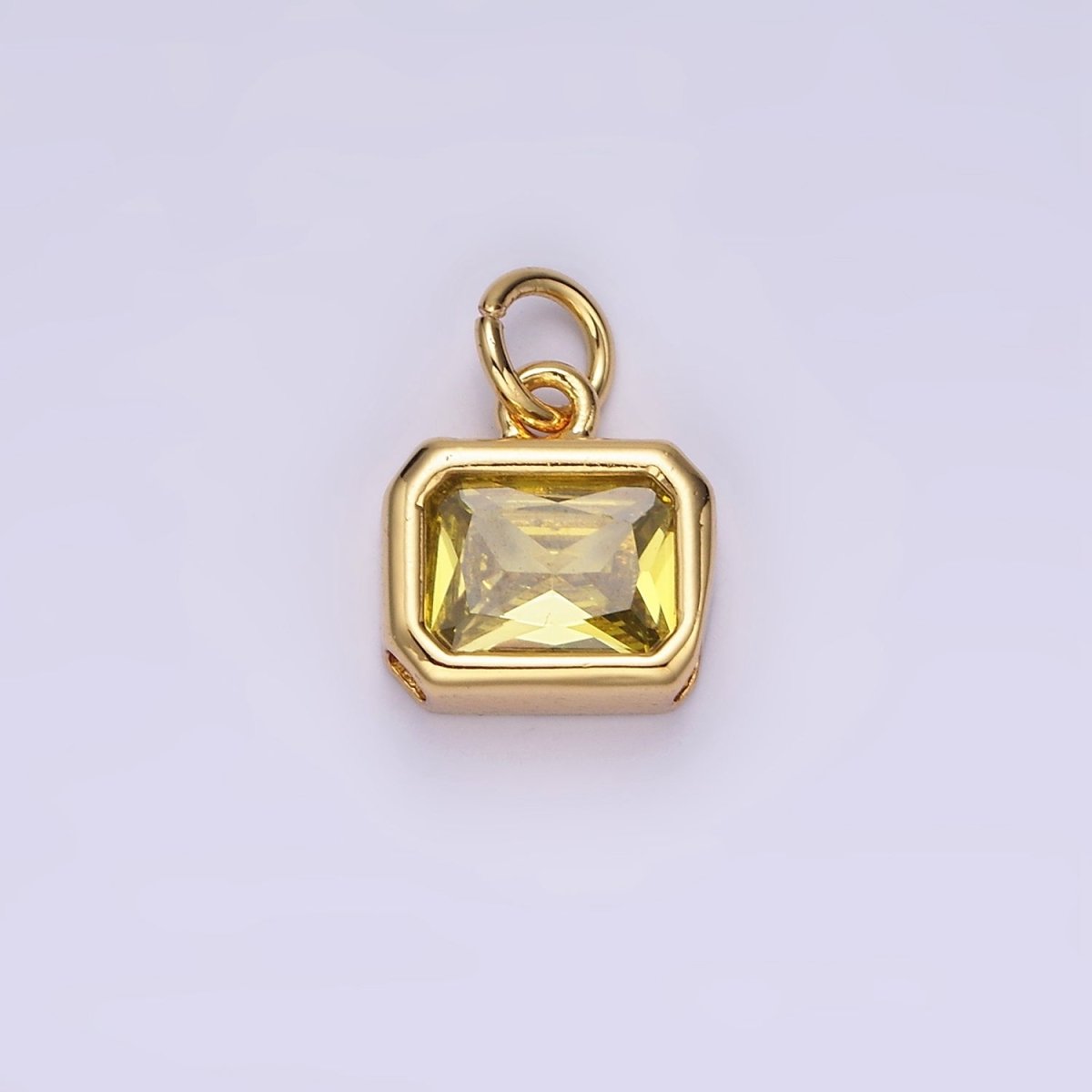 14K Gold Filled 10mm Personalized Birthstone Baguette Cubic Zirconia CZ Bezel Charm in Silver & Gold | N1600 - N1623