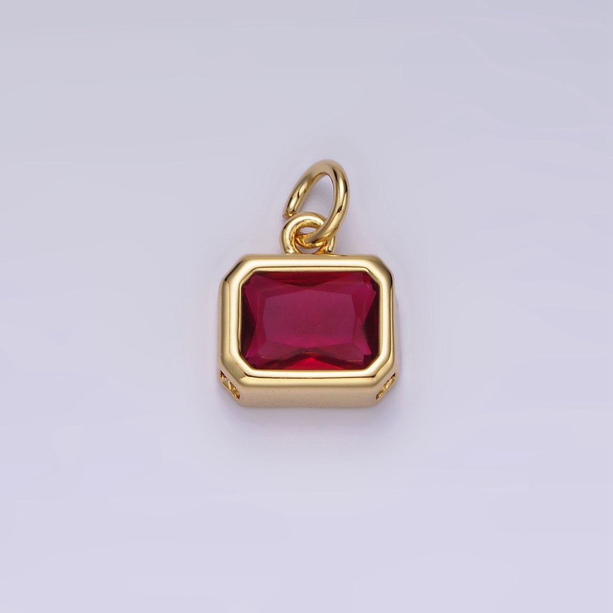 14K Gold Filled 10mm Personalized Birthstone Baguette Cubic Zirconia CZ Bezel Charm in Silver & Gold | N1600 - N1623