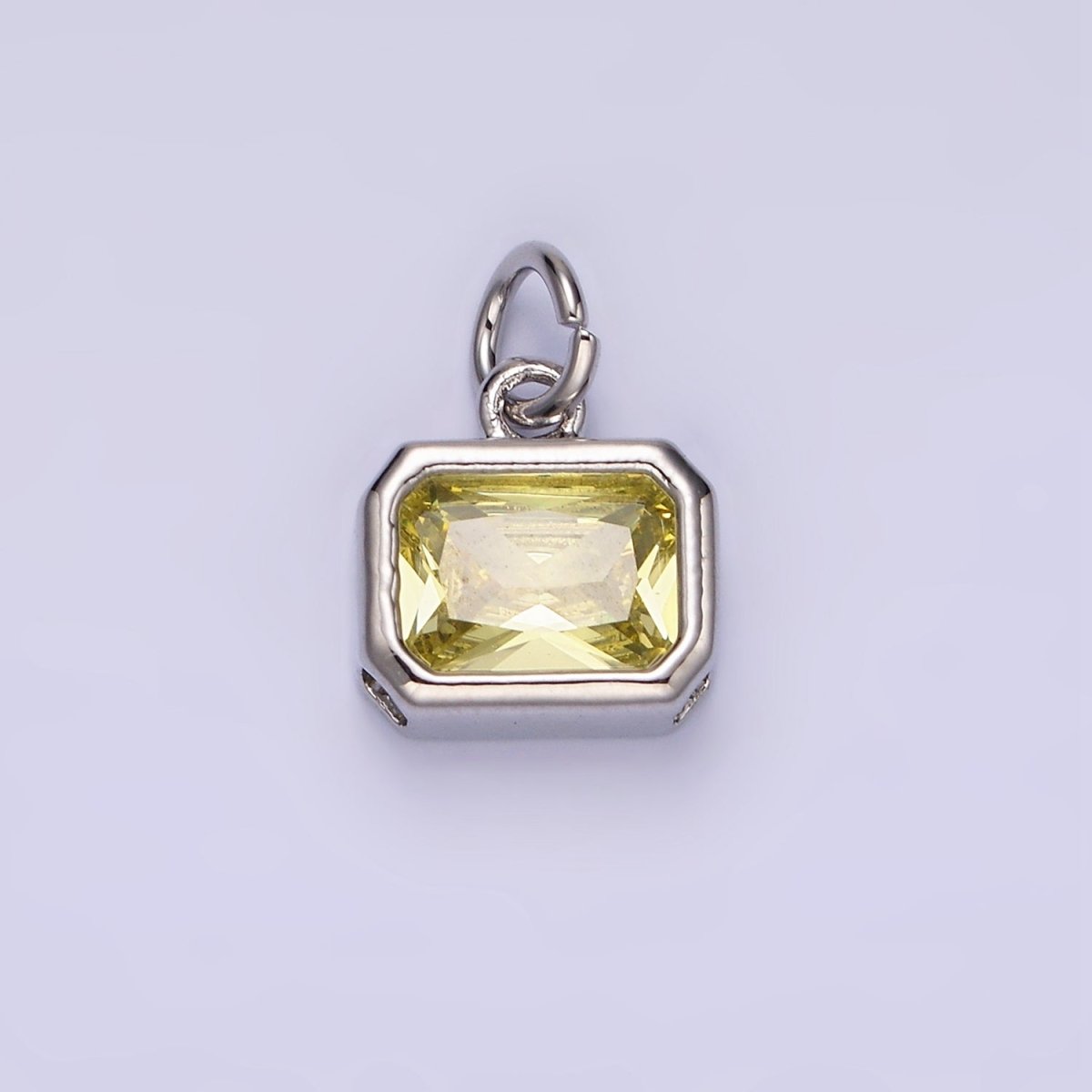 14K Gold Filled 10mm Personalized Birthstone Baguette Cubic Zirconia CZ Bezel Charm in Silver & Gold | N1600 - N1623